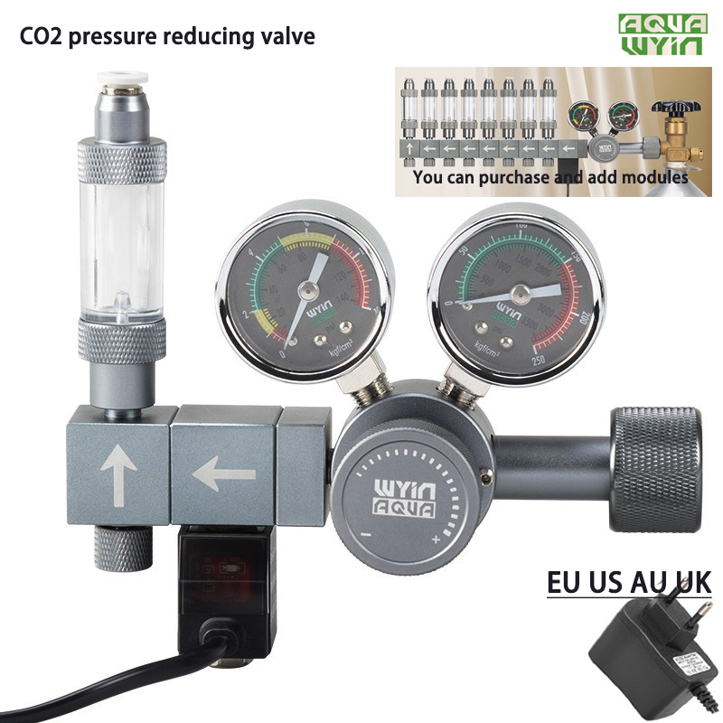 Co2 Regulator Dual Stage - Aquarium DIY CO2-Regler, zweistufiges Druckregelventil, CO2-Mehrfachverteiler,