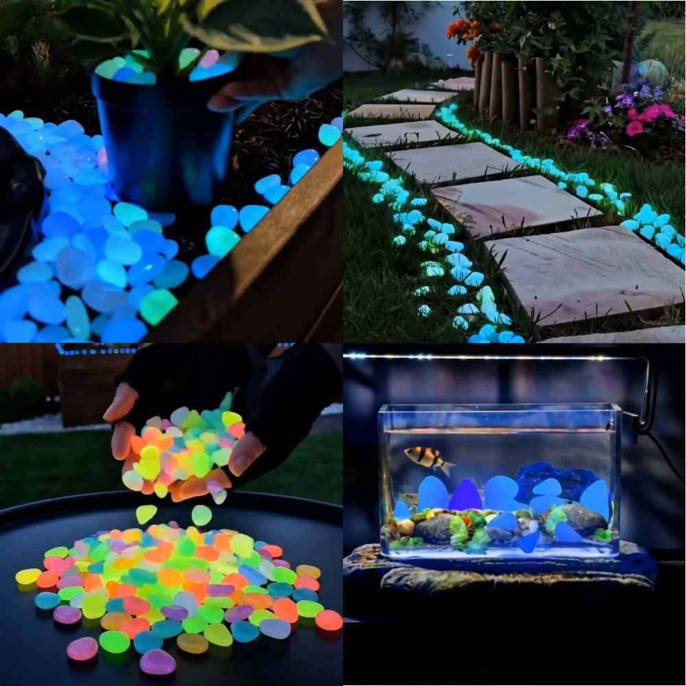 Planted Aquarium With Fish - Bunte, im Dunkeln leuchtende Kieselsteine für