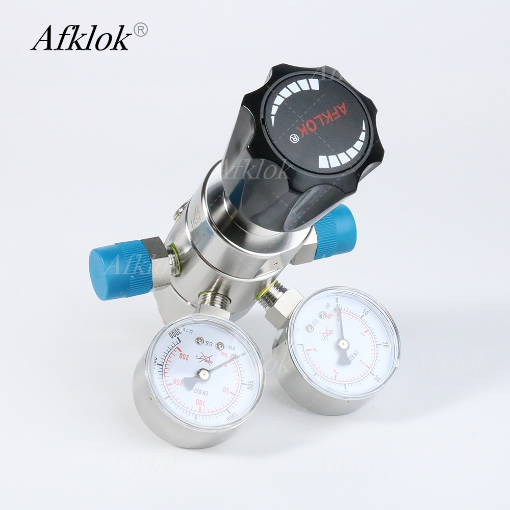 Co2 Regulator Dual Stage - Zweistufiger Druckregler mit Doppelmanometer, Eingang 3000