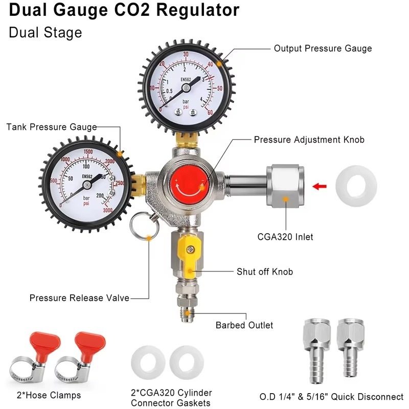 CO2-Regler für Zapfbier mit 60 – Co2 Regulator Dual Stage Bewertung und Preis
